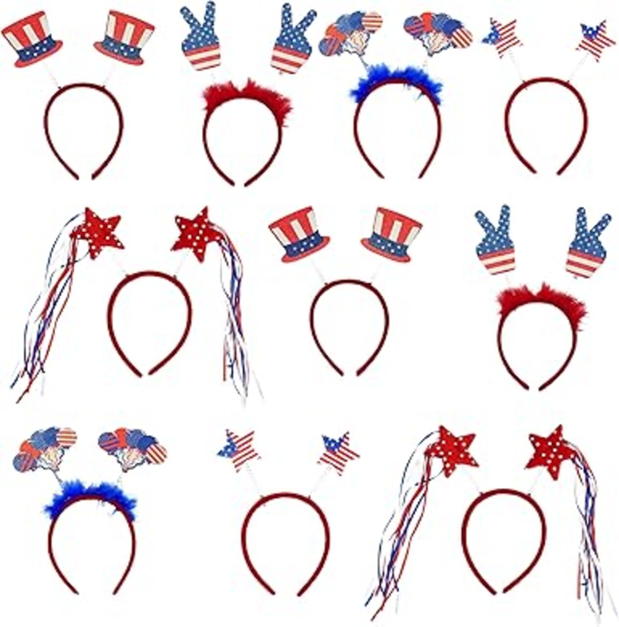 4E's Novelty 10 Pack 4th of July Headband – Patriotic Accessories for Kids & Adults